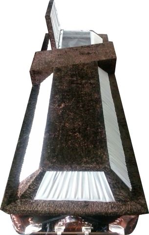 Ataúd Económico de Madera Forrado de Tela Café Obscuro con Blanco